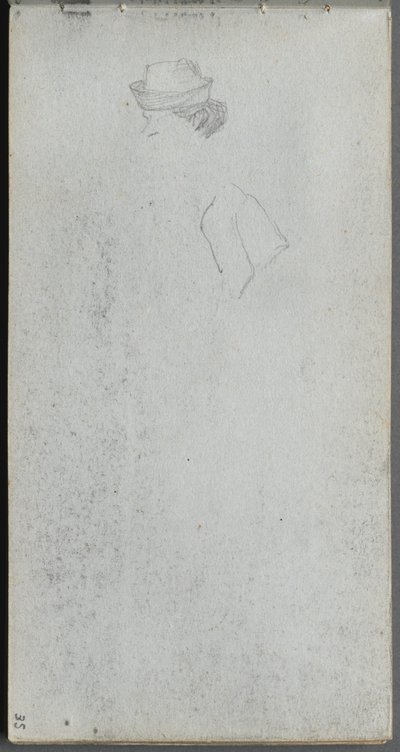 Skissebok, side 35: Studie av et hode. av Jean Louis Ernest Meissonier