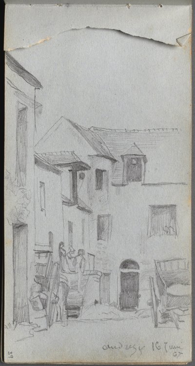 Skissebok, side 39: Gatescene. av Jean Louis Ernest Meissonier