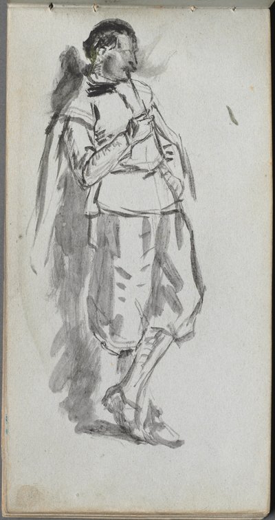 Skissebok, side 46: Stående mannsfigur av Ernest Meissonier