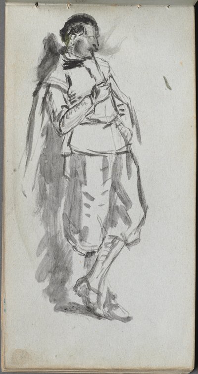 Skissebok, side 46: Stående mannsfigur. av Jean Louis Ernest Meissonier