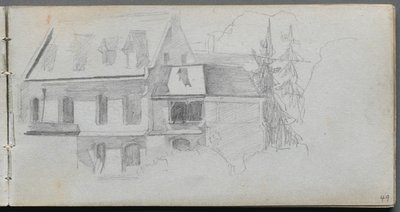Skissebok, side 49: Arkitekturstudie av Ernest Meissonier