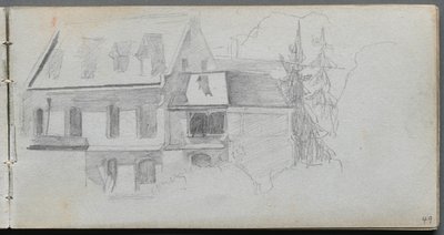 Skissebok, side 49: Arkitekturstudie. av Jean Louis Ernest Meissonier