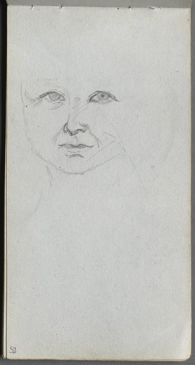 Skissebok, side 59: Studie av et ansikt. av Jean Louis Ernest Meissonier