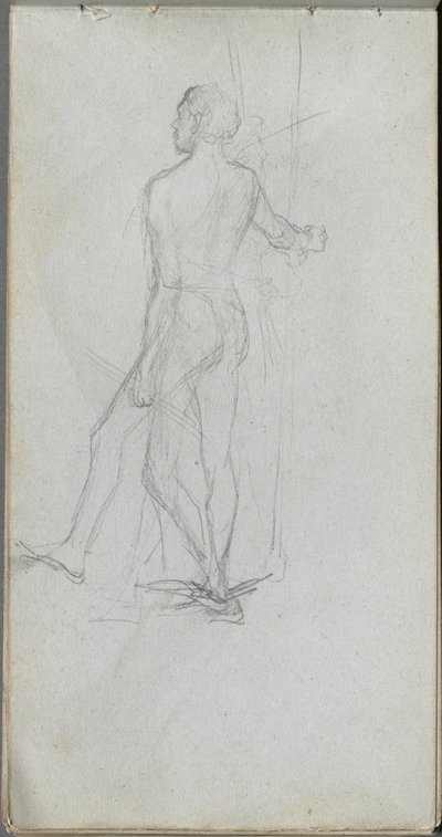 Skissebok, side 60: Nakenstudie av menn. av Jean Louis Ernest Meissonier
