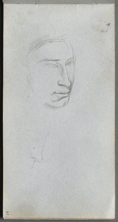 Skissebok, side 61: Ansikt, 34 se profil. av Jean Louis Ernest Meissonier