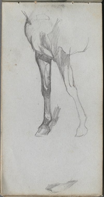 Skissebok, side 66: Studie av en hest. av Jean Louis Ernest Meissonier