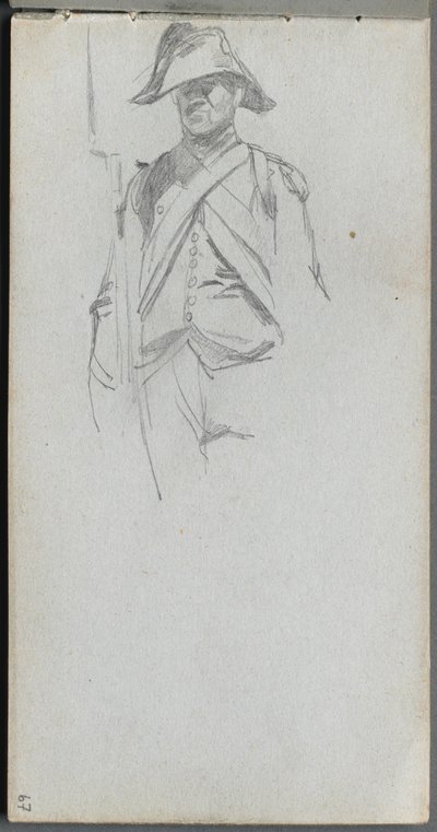 Skissebok, side 67: Study of a Soldier. av Jean Louis Ernest Meissonier