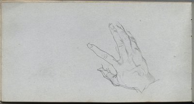 Skissebok, side 68: Studie av en hånd av Ernest Meissonier