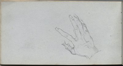 Skissebok, side 68: Studie av en hånd. av Jean Louis Ernest Meissonier