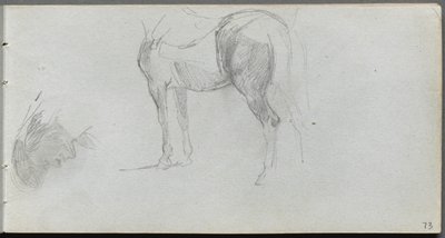 Skissebok, side 73: Studie av en hest, profil. av Jean Louis Ernest Meissonier