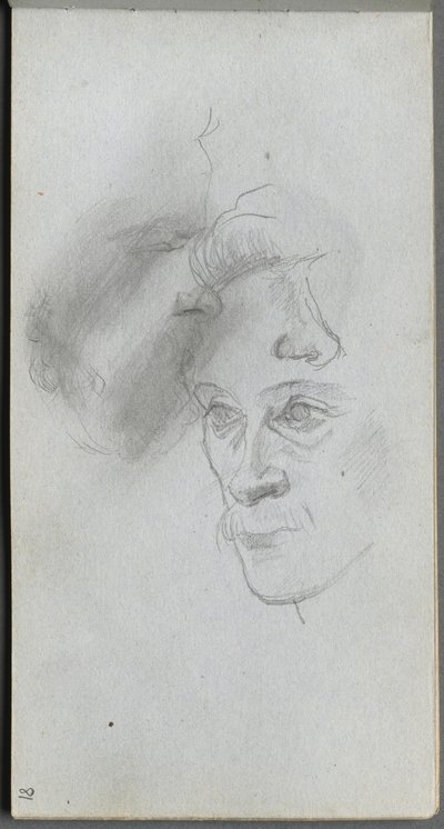 Skissebok, side 81: Studie av ansikter. av Jean Louis Ernest Meissonier
