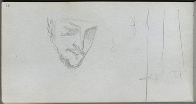 Skissebok, side 83: Studie av et ansikt, ben. av Jean Louis Ernest Meissonier