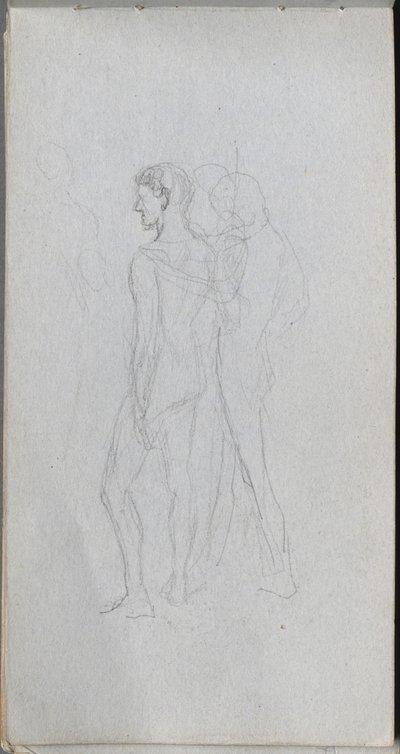 Skissebok, side 92: To nakenbilder. av Jean Louis Ernest Meissonier