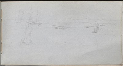 Skissebok, side 94: Havlandskap. av Jean Louis Ernest Meissonier