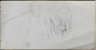 Skissebok, side 98: Studie av figurer. av Jean Louis Ernest Meissonier