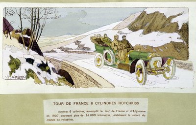 Racing: Tour de France 1907 - tegning av Ernest Montaut (1878-1909). av Ernest Montaut