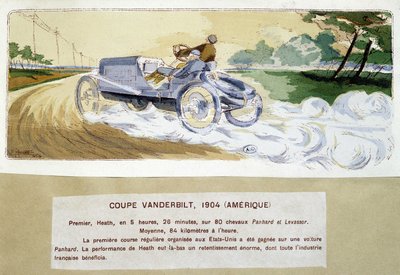 Racing: Vanderbilt Cup i 1904 - tegning av Ernest Montaut (1878-1909). av Ernest Montaut
