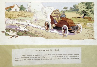 Paris - Toulouse-løpet i 1900, tegning av Ernest Montaut (1878-1909). av Ernest Montaut