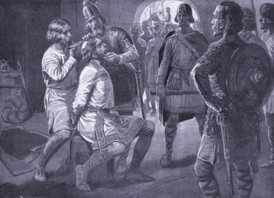 Ceolwulf, konge av Northumbria, blir tvangsklippet AD731 av Ernest Prater