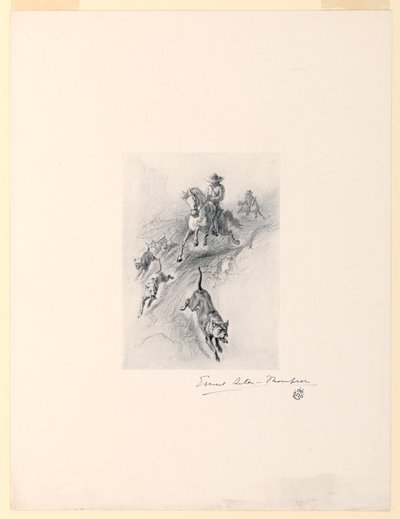 Garveri, med hundene sine, kom galopperende opp i Cañon av Ernest Thompson Seton