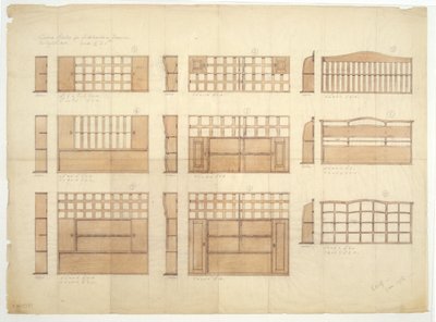 Design for Kina stativer, skjenker og kommoder i engelsk eik, 1906 (blyant og wc på papir) av Ernest William Gimson