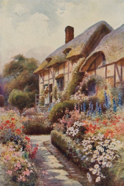 Anne Hathaways hytte, Stratford-on-Avon (farge litho) av Ernest William Haslehust