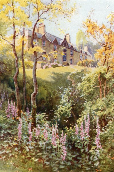 Ashestiel: Scotts første hus i grenselandet (litho-farge) av Ernest William Haslehust