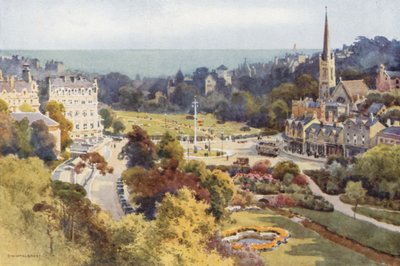 Bournemouth: The Square and Garden fra Mont Dore (farge litho) av Ernest William Haslehust