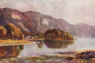 Derwentwater fra Friars Crag (farge litho) av Ernest William Haslehust