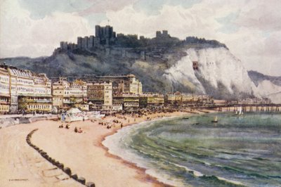 Dover Castle and Marine Parade (farge litho) av Ernest William Haslehust