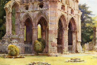 Dryburgh Abbey: The Tomb of Sir Walter Scott (farge litho) av Ernest William Haslehust