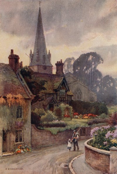 Edwinstowe (farge litho) av Ernest William Haslehust