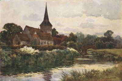 Fordwich (farge litho) av Ernest William Haslehust