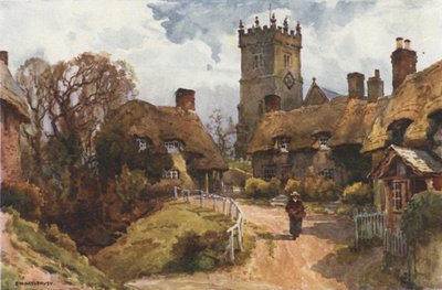 Godshill (farge litho) av Ernest William Haslehust