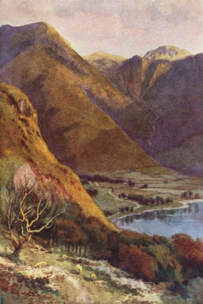 Leder for Buttermere og Honister Crag (farge litho) av Ernest William Haslehust