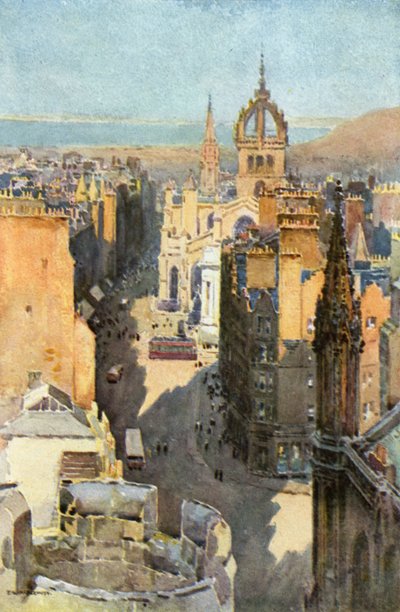 High Street (farge litho) av Ernest William Haslehust