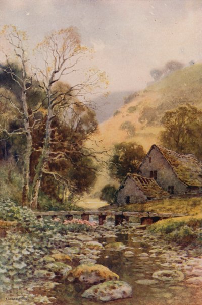 Lathkil Dale (farge litho) av Ernest William Haslehust