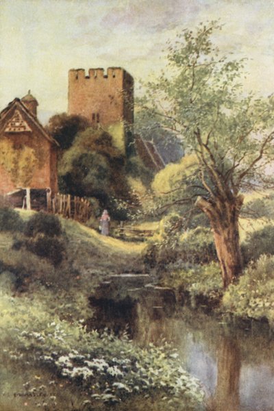 Monnington Church (farge litho) av Ernest William Haslehust