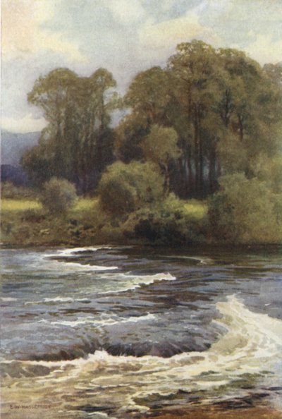 Monnington Falls (farge litho) av Ernest William Haslehust