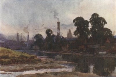Newport fra Medina (farge litho) av Ernest William Haslehust