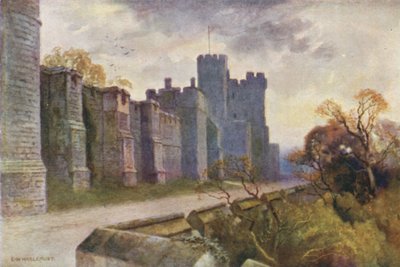 North Terrace og Winchester Tower (farge litho) av Ernest William Haslehust