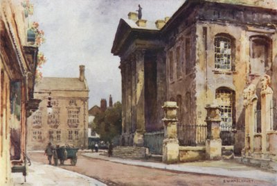 Old Clarendon Building, Broad Street (farge litho) av Ernest William Haslehust