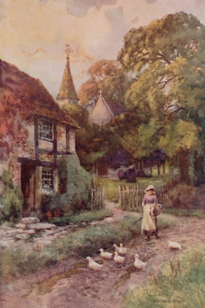 "Papist Wixford" (farge litho) av Ernest William Haslehust