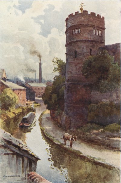 Phoenix Tower and Canal (farge litho) av Ernest William Haslehust