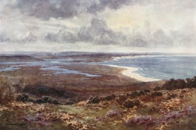 Poole Harbour fra Studland (farge litho) av Ernest William Haslehust