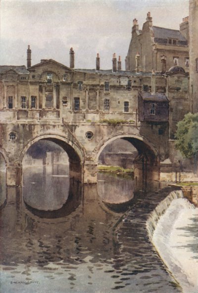 Pulteney Bridge, Bath (farge litho) av Ernest William Haslehust