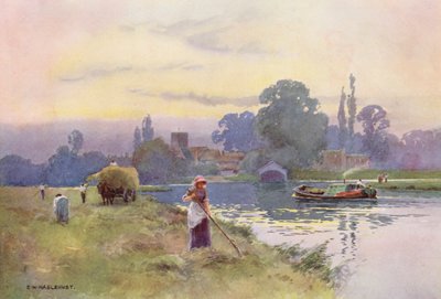 Themsen: Shepperton (fargelitografi) av Ernest William Haslehust