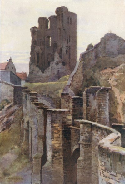 Scarborough Castle (farge litho) av Ernest William Haslehust