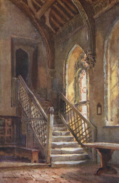 Brødrenes sal, St. Cross (farge litho) av Ernest William Haslehust