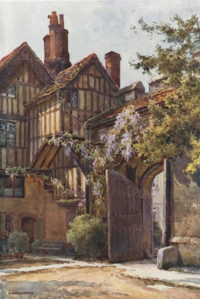 The Close Gate (farge litho) av Ernest William Haslehust